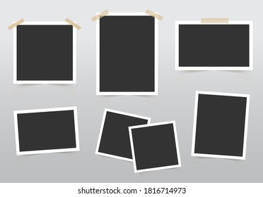 Set of photo Frame. Template for your photos isolated on gray background. Vector illustration.