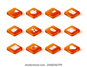 Set Photo frames and hearts, Wedding rings, Valentines day flyer with, Heart, Mobile, Smiling lips,  and Calendar icon. Vector