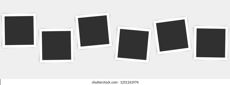 Set of photo frames. Isolated mockup with realistic shadow. Seamless horizontal illustration.
