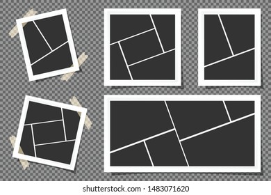 Set of photo frames isolated on transparent background.