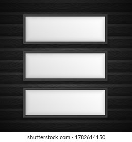 Set of photo frames isolated on white background. Realistic square black frame mockup. Modern decorative design element for banner or poster. Perfect for your presentations. Vector illustration.