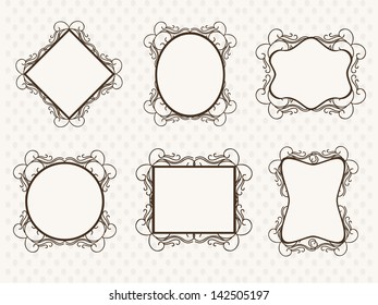 Set of photo frames on abstract background.