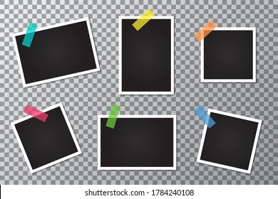 Set of photo frames on a transparent background