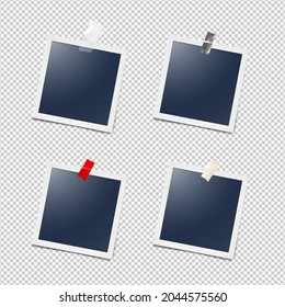 Conjunto de marcos de fotos sobre fondo transparente. Ilustración vectorial. Vector de alto detalle listo para su uso en su diseño. EPS10.