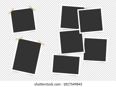 Conjunto de marcos de fotos. Plantilla para las fotos aisladas en fondo transparente. Ilustración vectorial.