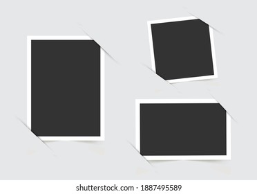 Set of photo Frames. Template for your photos isolated on gray background. Vector illustration.
