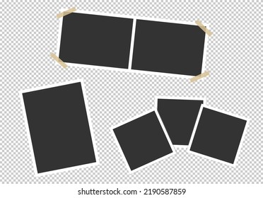 Set of photo Frames. Template for your photos isolated on transparent background. Vector illustration.