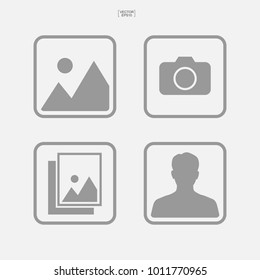 Set of photo icon. Image or picture sign and symbol. Vector illustration.