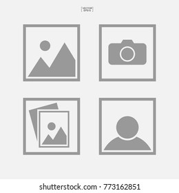 Set Of Photo Icon Or Image Icon. Vector Illustration.