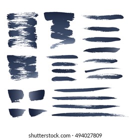 Set Of Photo Realistic Vector Brushes. Ink Strokes Isolated On White