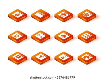 Set Photo retouching, Browser window, with shield, Secure your site HTTPS, SSL, Cloud upload, Graph chart infographic and Server icon. Vector