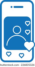 Set of photo series icon, media files icon blue vector