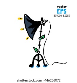 Set of photo studio equipment vector illustration