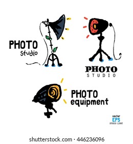 Set of photo studio equipment vector illustration