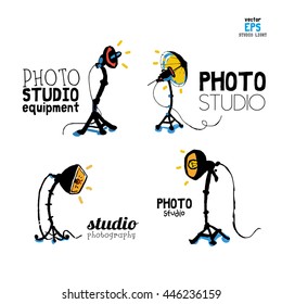 Set of photo studio equipment vector illustration