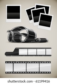 set of photo video film pictures set vector illustration