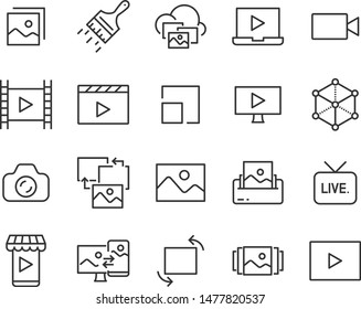 set of photo and video icons, live steam, picture, camera, album