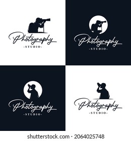 Set of Photographer studio logo design, cameraman symbol