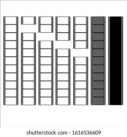 Set of photographic frames. Black and white. Isolated.