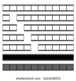 Set of photographic frames. Black and white. Isolated.