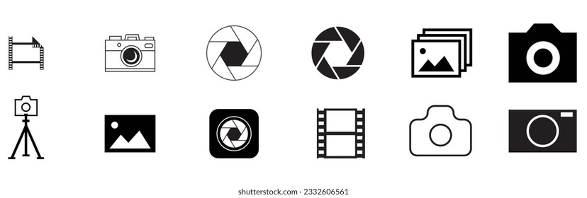 set of photography icon vector pack