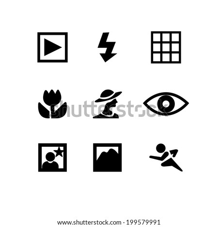 Set of photography icons in white background 