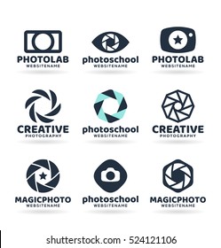 Set of photography logo design elements. Vector logotypes, identity, labels, badges and other branding objects for your business. Photo camera vector illustration (13)