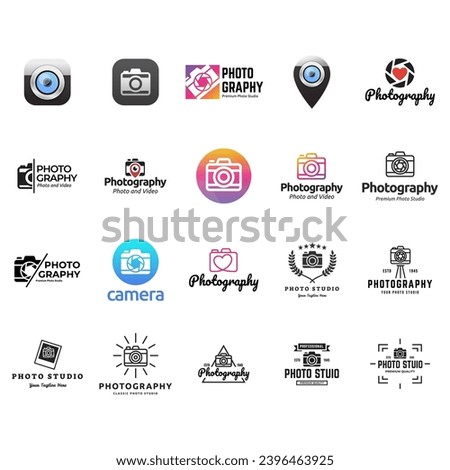 Set of photography logo design elements. Vector logos. Photo camera vector illustration