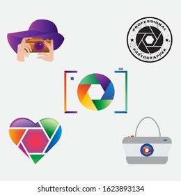 Set of photography logo template design, studio photo, photographers