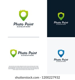 Set of Photography point logo designs vector, Lens Point logo designs template