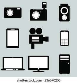 A set of photography and technology icons.