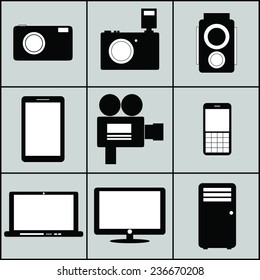 A set of photography and technology icons.