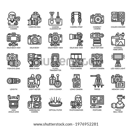 Set of Photography thin line and pixel perfect icons for any web and app project. 