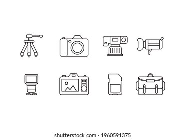 set of photography tools icons