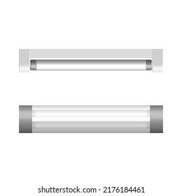 Set of photorealistic light-emitting diode and fluorescent light bulbs. Elements for the design of electrical components. 3D vector illustration.