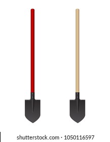 Set of photorealistic shovel on a white background. Vector illustration. Fire fighting tools.