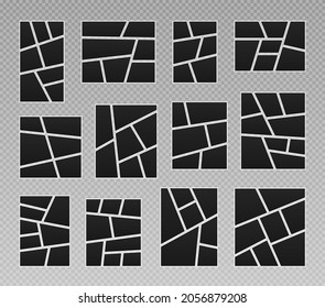 Set of photos frame collage. Comics page grid layout, abstract photo frames and digital photo. Creative vector Template Collage.