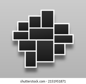 Set of photos frame collage. Comics page grid layout, abstract photo frames and digital photo. Creative vector Template Collage.