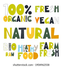 A set of phrases and slogans about an ecological lifestyle. Vector illustration.