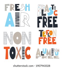 A set of phrases and slogans about an ecological lifestyle. Vector illustration.