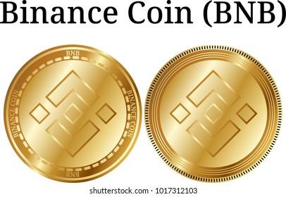 Set of physical golden coin Binance Coin (BNB), digital cryptocurrency. Binance Coin (BNB) icon set. Vector illustration isolated on white background.