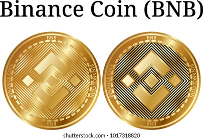Set of physical golden coin Binance Coin (BNB), digital cryptocurrency. Binance Coin (BNB) icon set. Vector illustration isolated on white background.