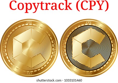 Set of physical golden coin Copytrack (CPY), digital cryptocurrency. Copytrack (CPY) icon set. Vector illustration isolated on white background.