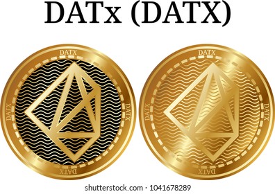 Set of physical golden coin DATx (DATX), digital cryptocurrency. DATx (DATX) icon set. Vector illustration isolated on white background.