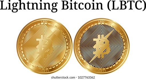 Set of physical golden coin Lightning Bitcoin , digital cryptocurrency. Lightning Bitcoin  icon set. Vector illustration isolated on white background.