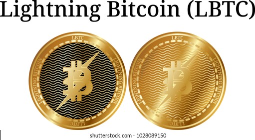 Set of physical golden coin Lightning Bitcoin [Futures], digital cryptocurrency. Lightning Bitcoin [Futures] icon set. Vector illustration isolated on white background.