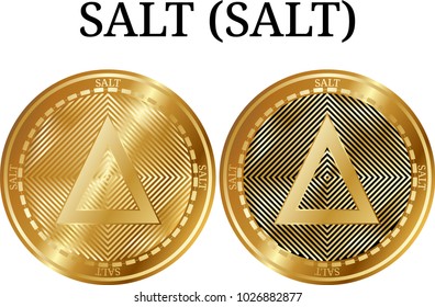 Set of physical golden coin SALT (SALT), digital cryptocurrency. SALT (SALT) icon set. Vector illustration isolated on white background.