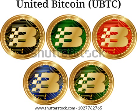 Set Physical Golden Coin United Bitcoin Stock Vector Royalty Free - 