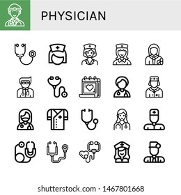 Set of physician icons such as Doctor, Stethoscope, Nurse, Pharmacist, Medical appointment, Surgeon , physician