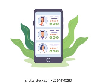 Set of physician questionnaires with reviews and evaluations. Remote medical consultation via internet. Modern healthcare services and apps. Meeting with therapists. Vector illustration